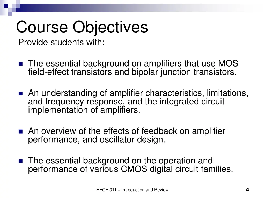 course objectives provide students with