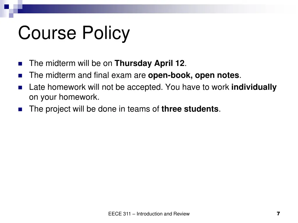 course policy