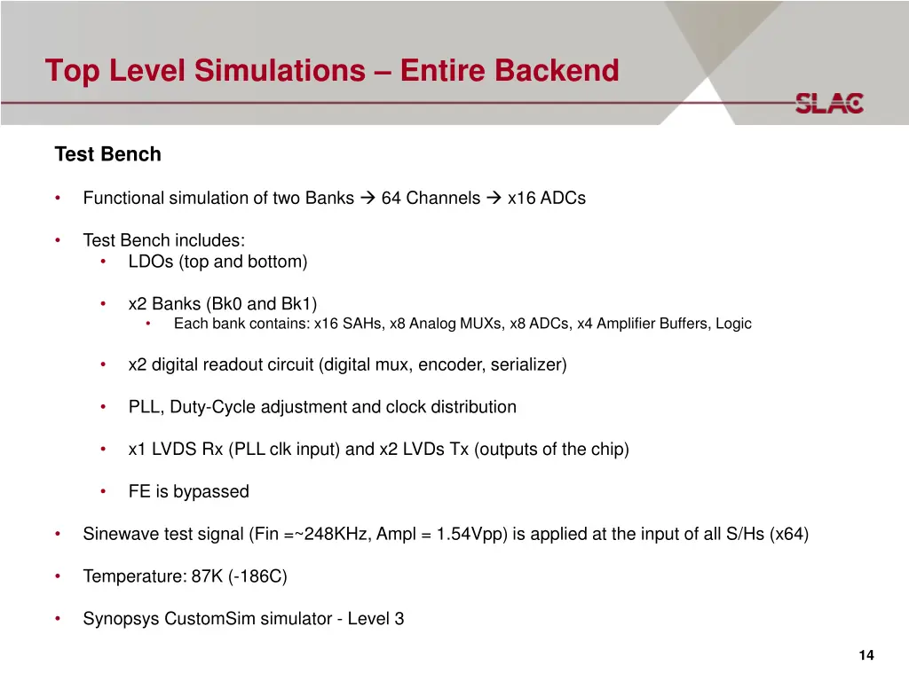 top level simulations entire backend