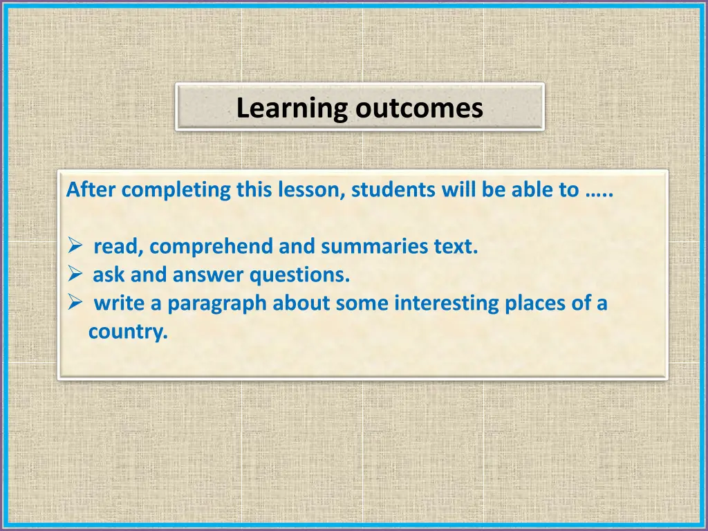 learning outcomes