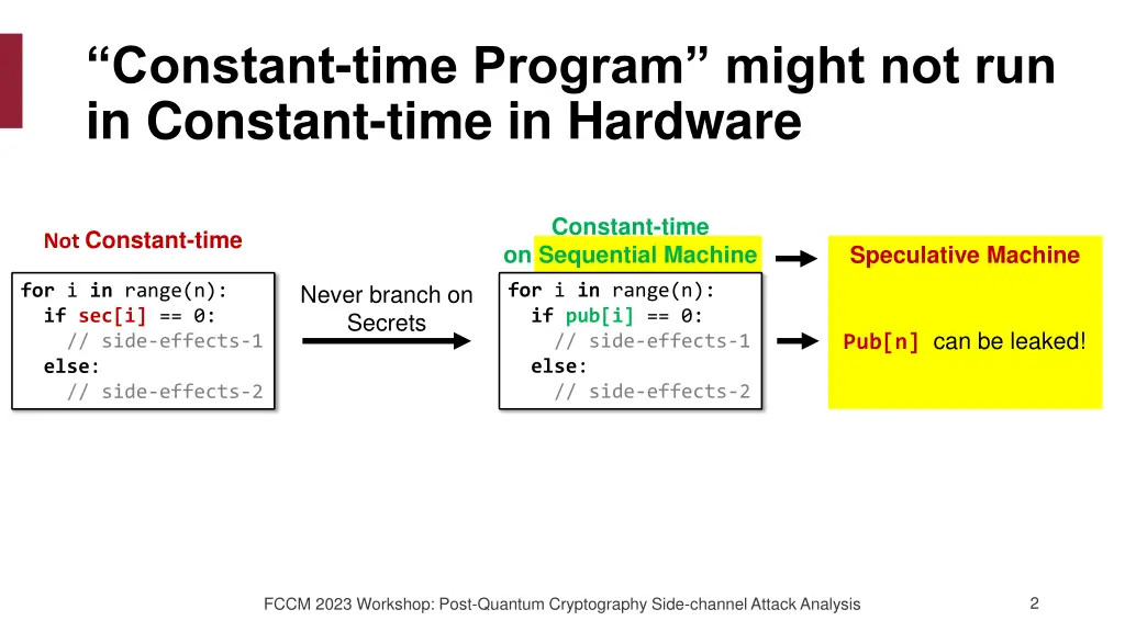 constant time program might not run in constant