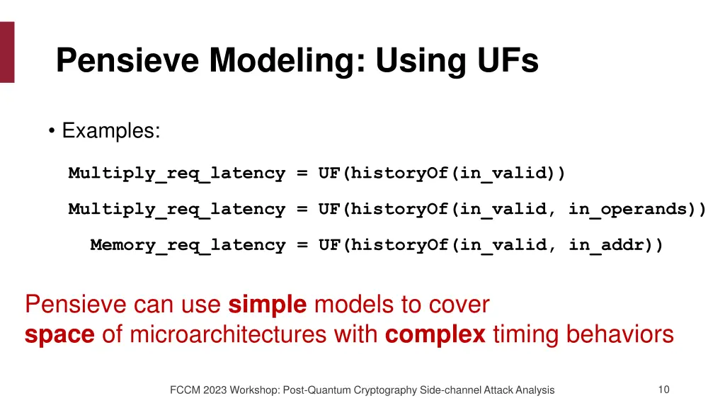 pensieve modeling using ufs