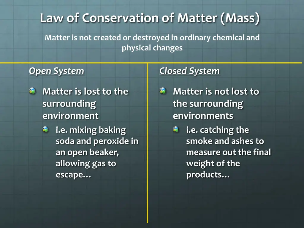 law of conservation of matter mass