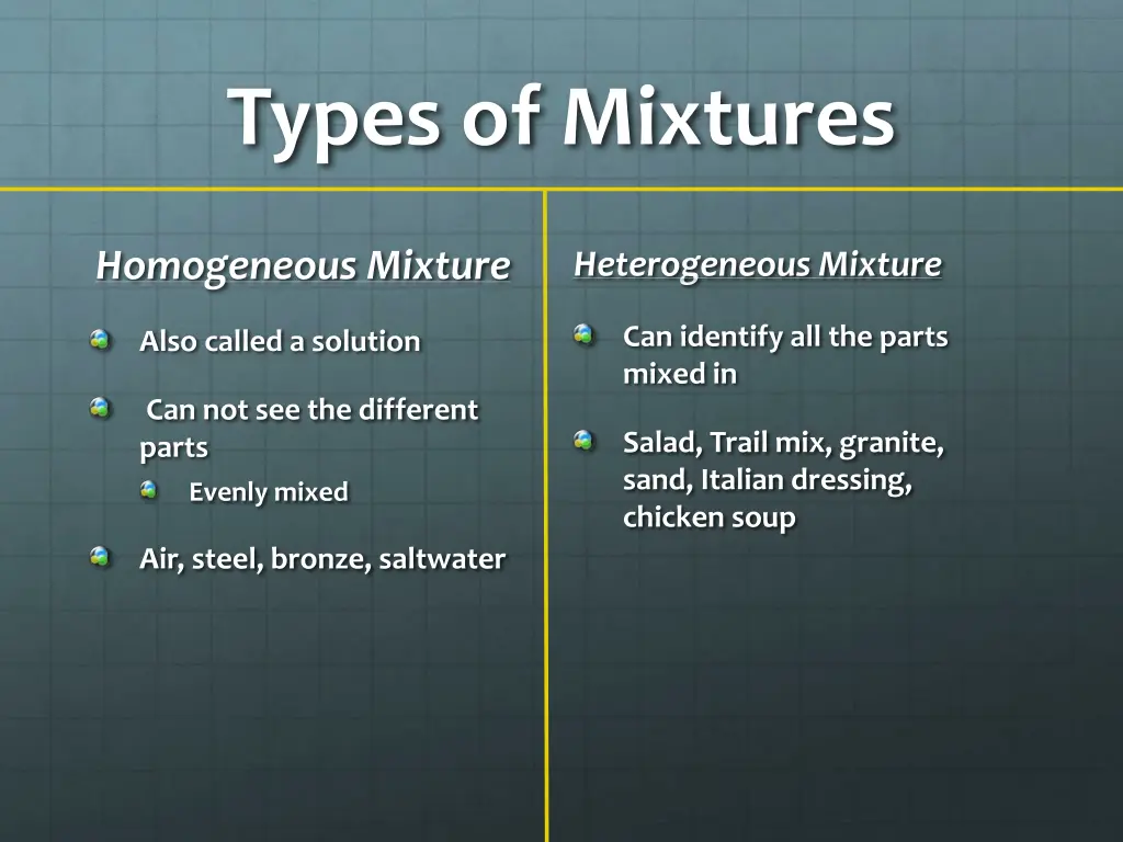 types of mixtures