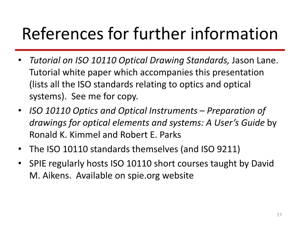 references for further information