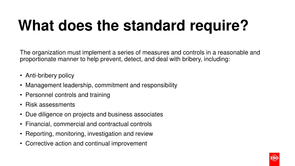 what does the standard require