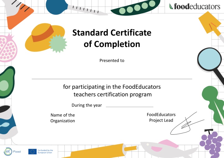 standard certificate of completion