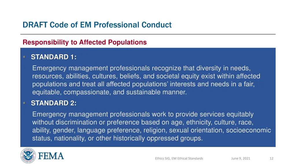 draft code of em professional conduct