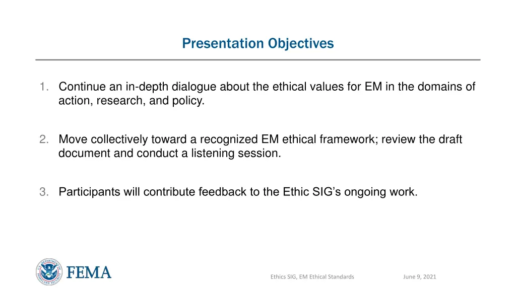 presentation objectives