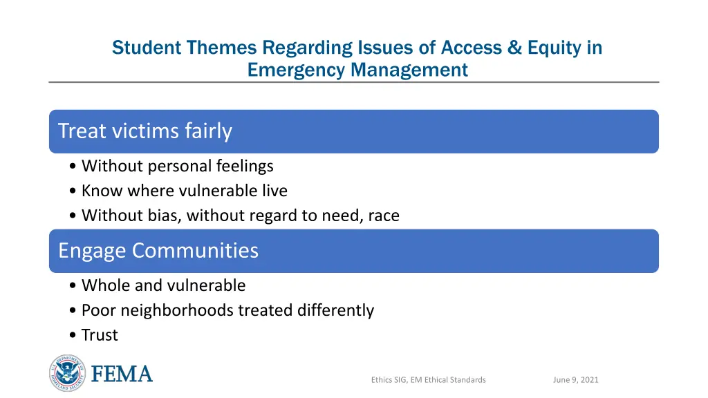 student themes regarding issues of access equity