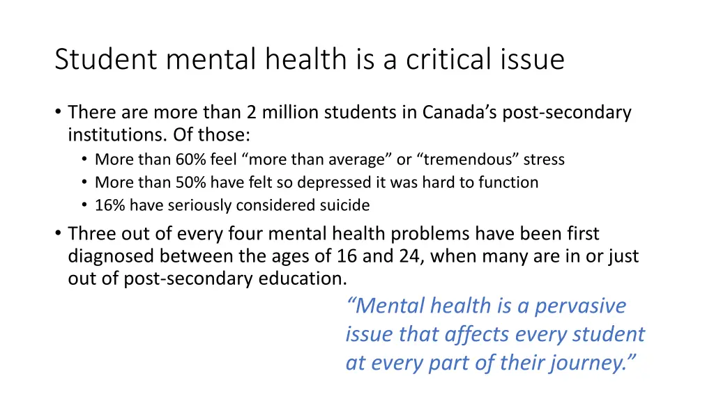 student mental health is a critical issue