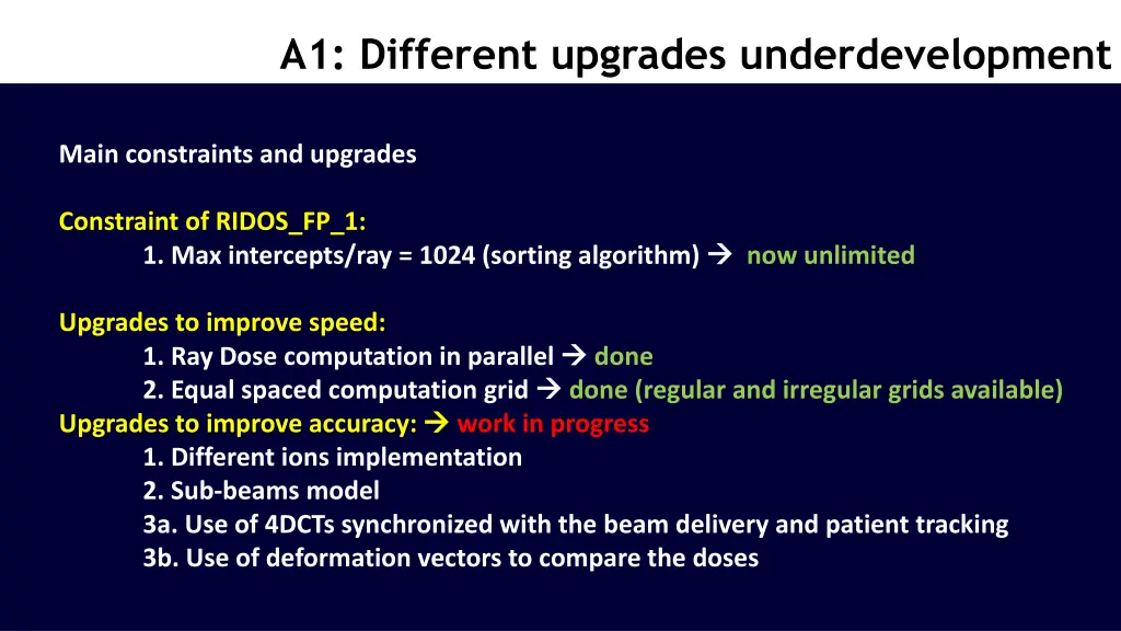 a1 different upgrades underdevelopment