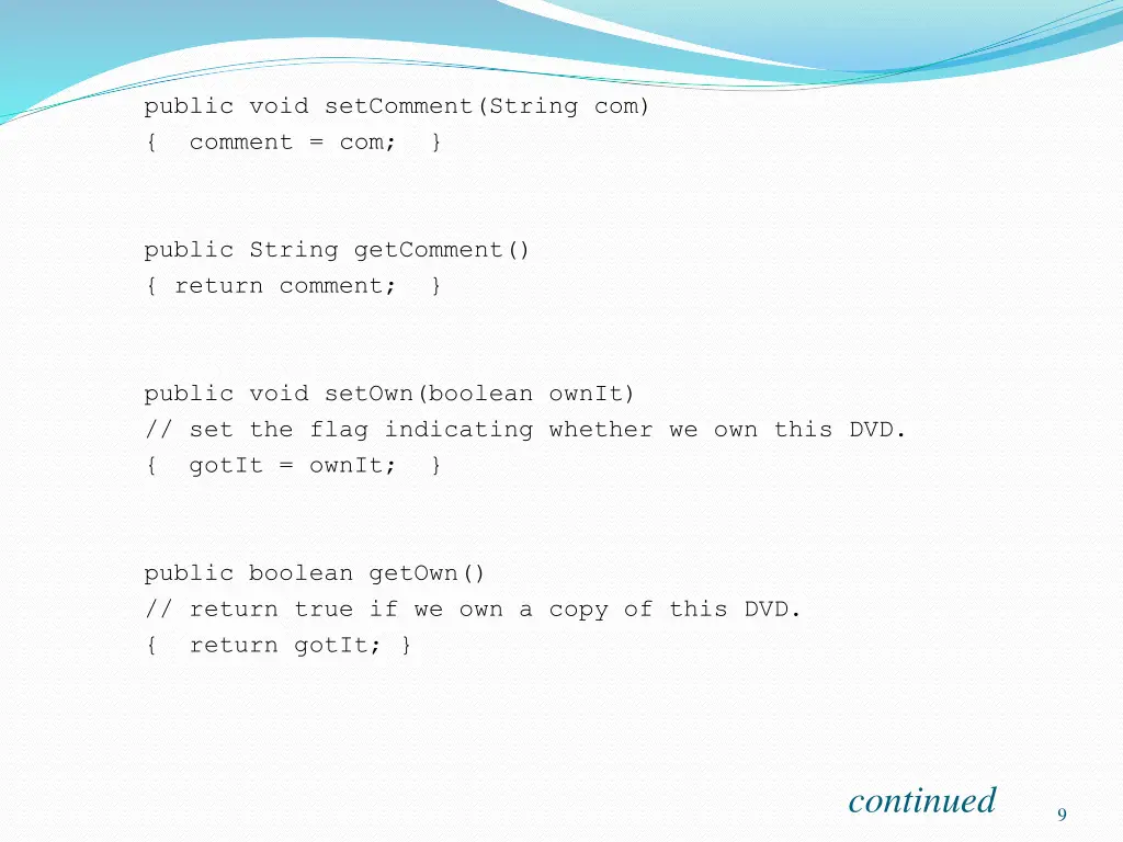 public void setcomment string com comment com 1