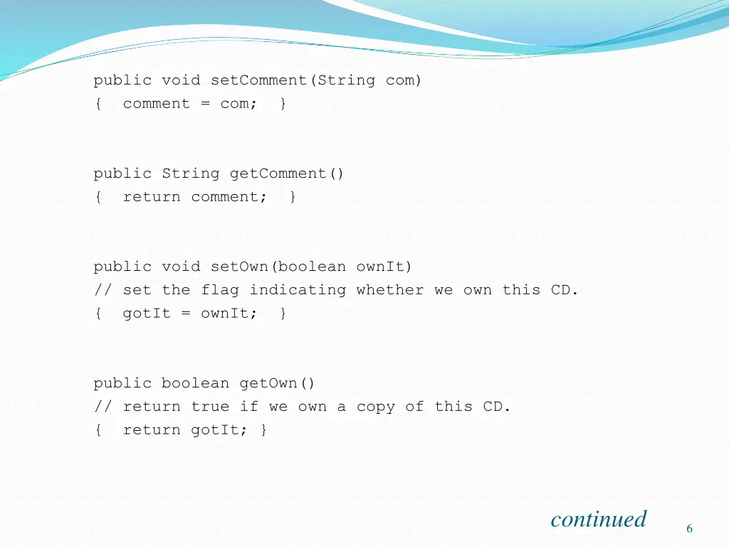 public void setcomment string com comment com