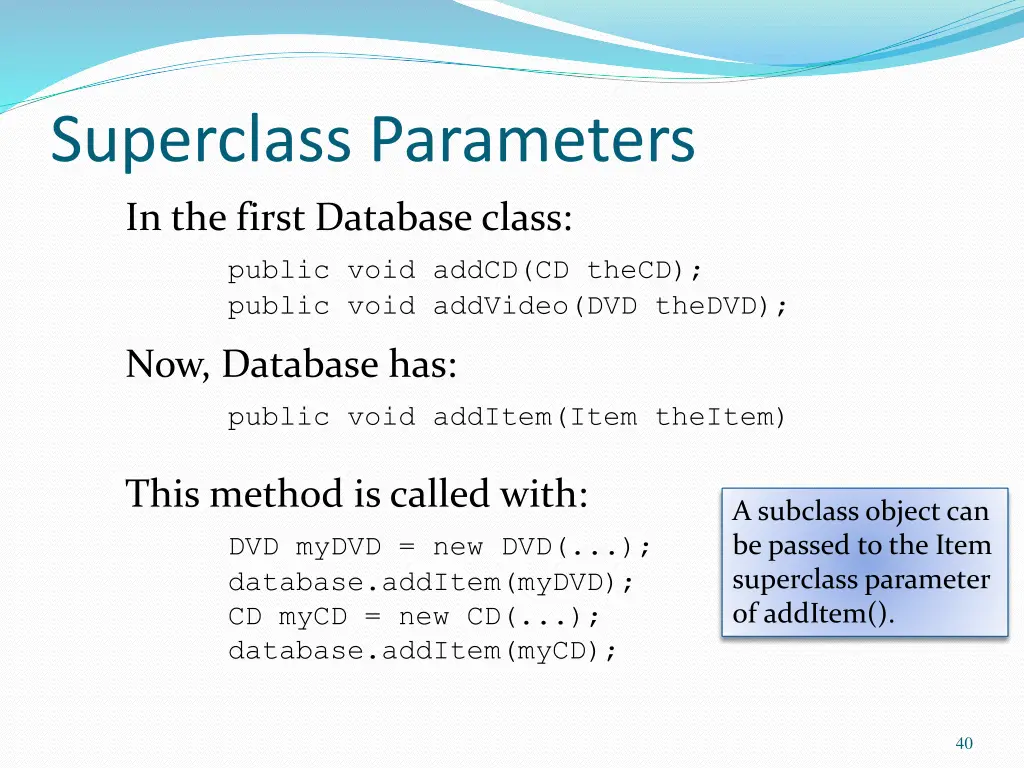 superclass parameters