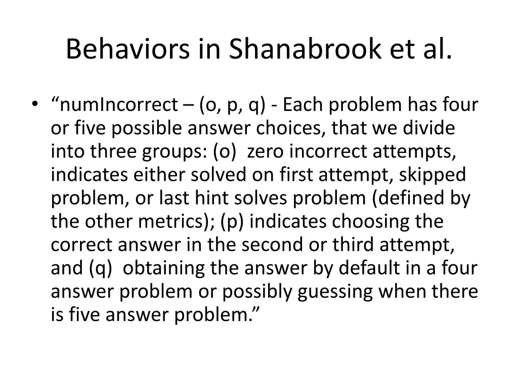 behaviors in shanabrook et al 3