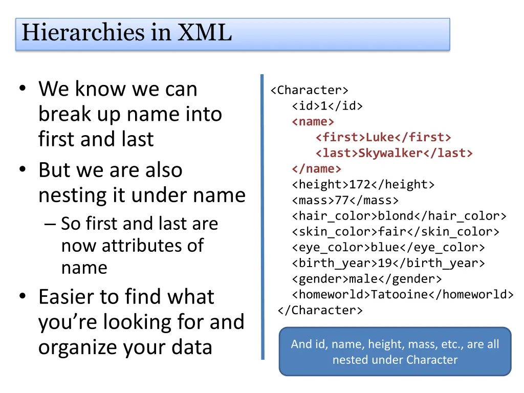 hierarchies in xml