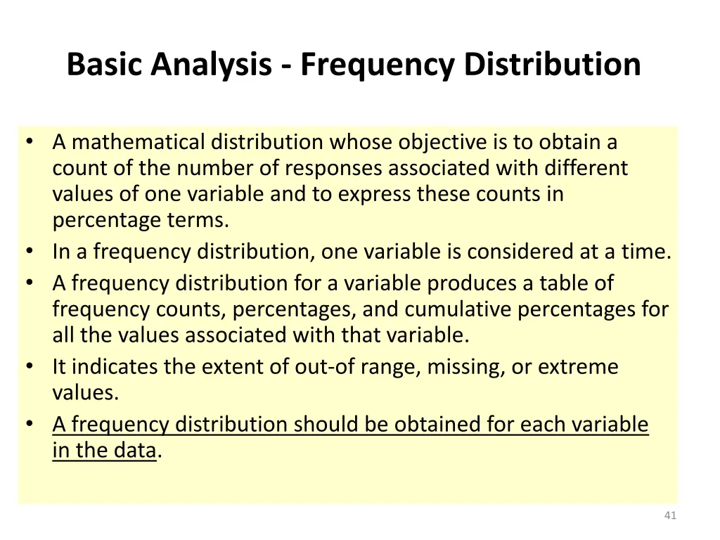 basic analysis frequency distribution