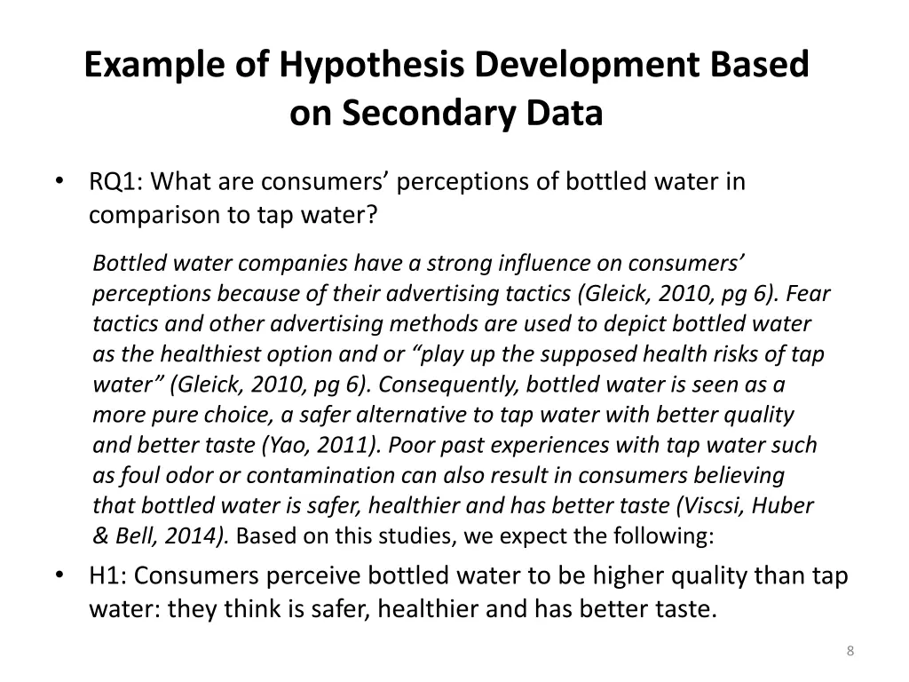 example of hypothesis development based