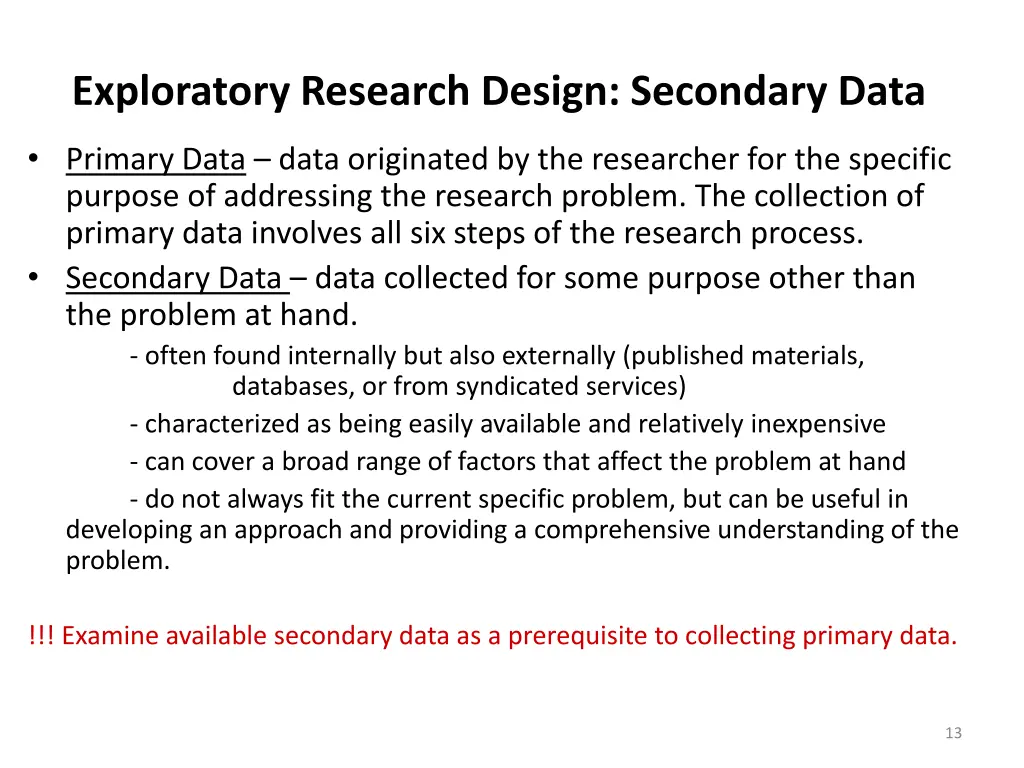 exploratory research design secondary data