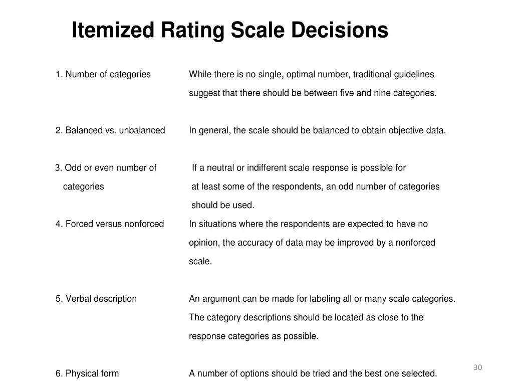 itemized rating scale decisions