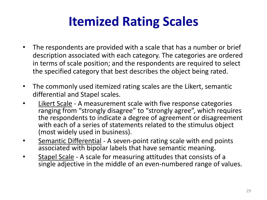 itemized rating scales