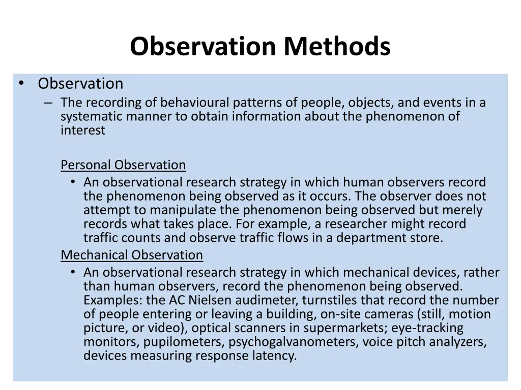 observation methods