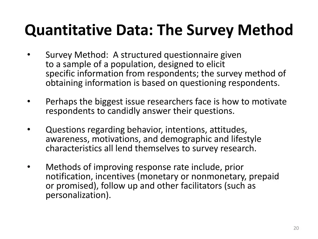 quantitative data the survey method