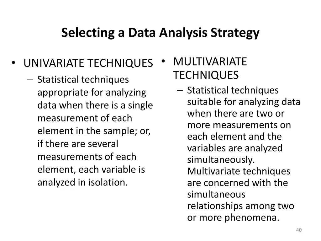 selecting a data analysis strategy