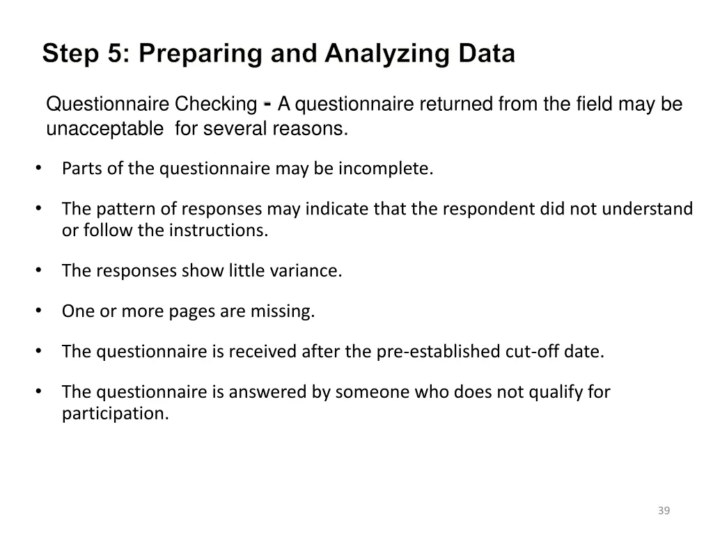 step 5 preparing and analyzing data