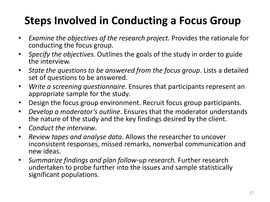 steps involved in conducting a focus group