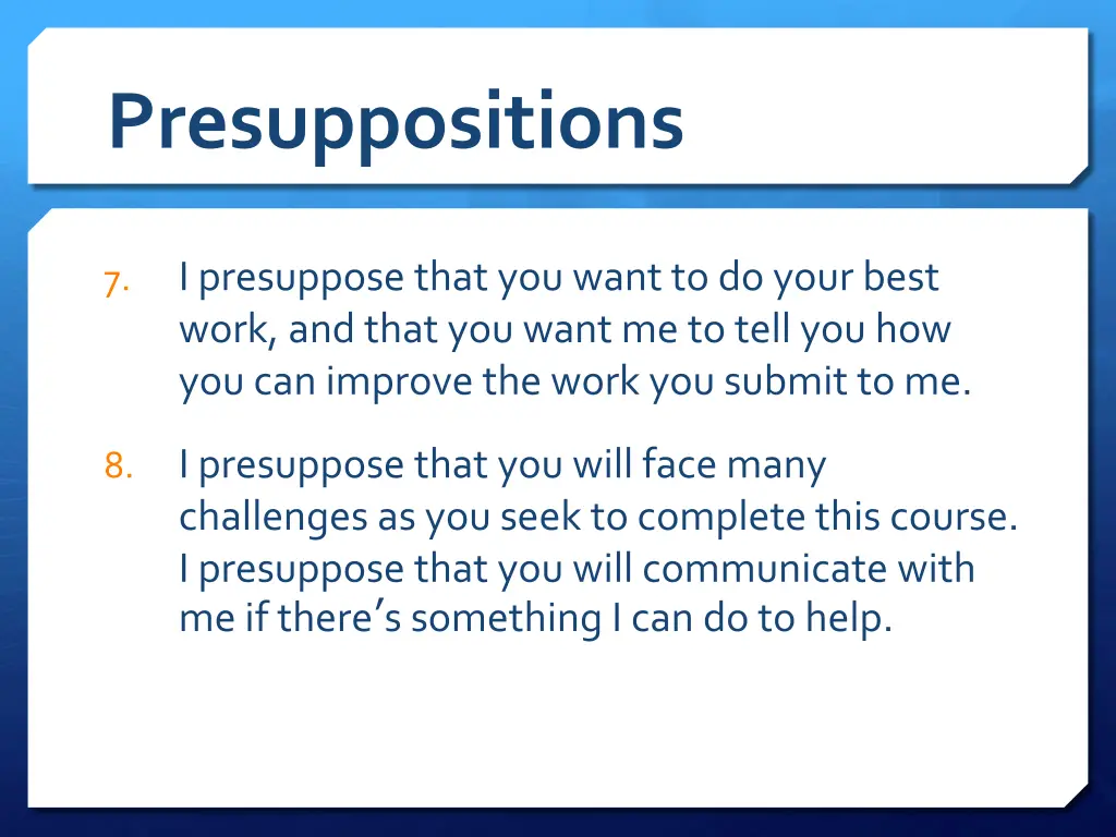 presuppositions 3