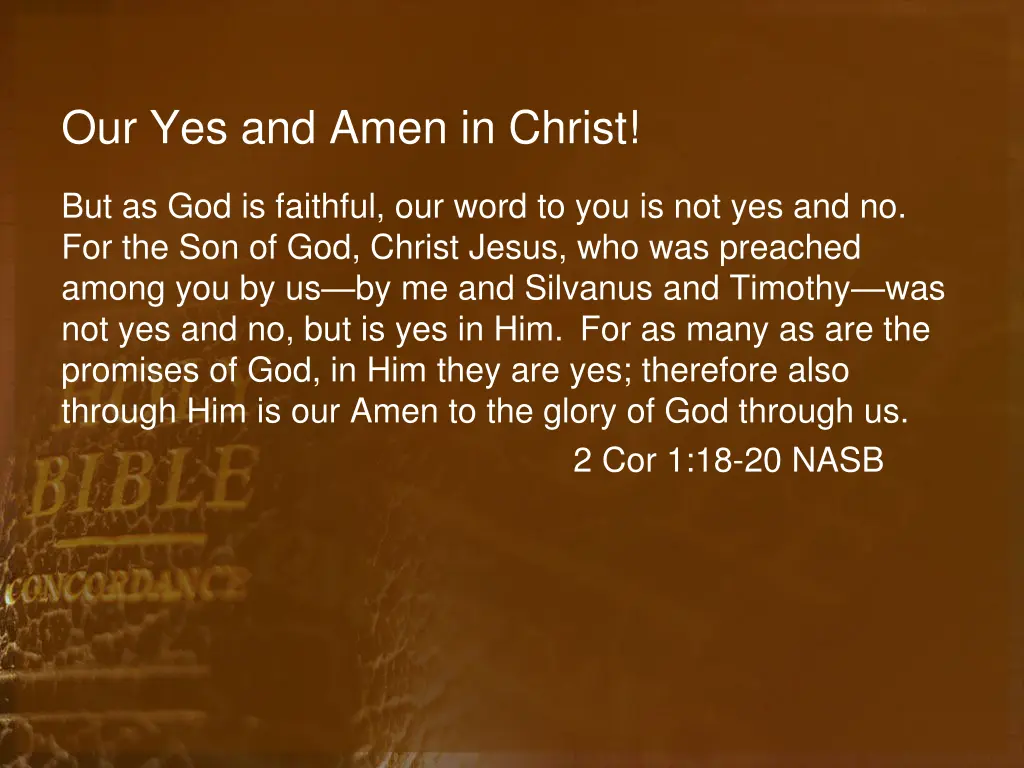 our yes and amen in christ