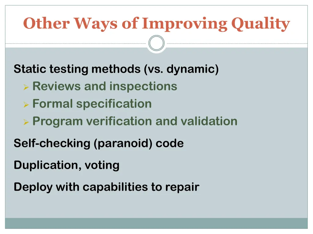 other ways of improving quality