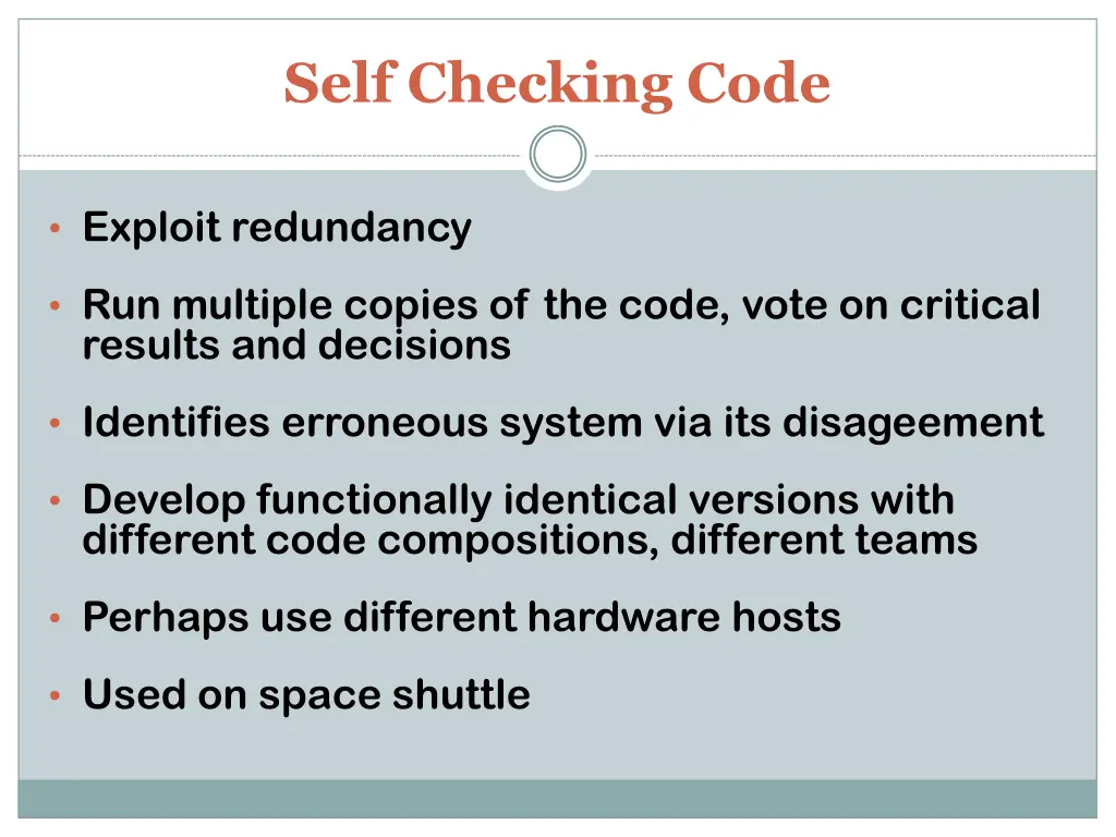 self checking code