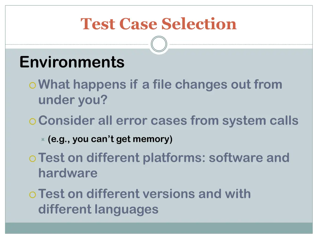 test case selection