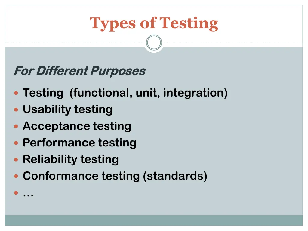 types of testing