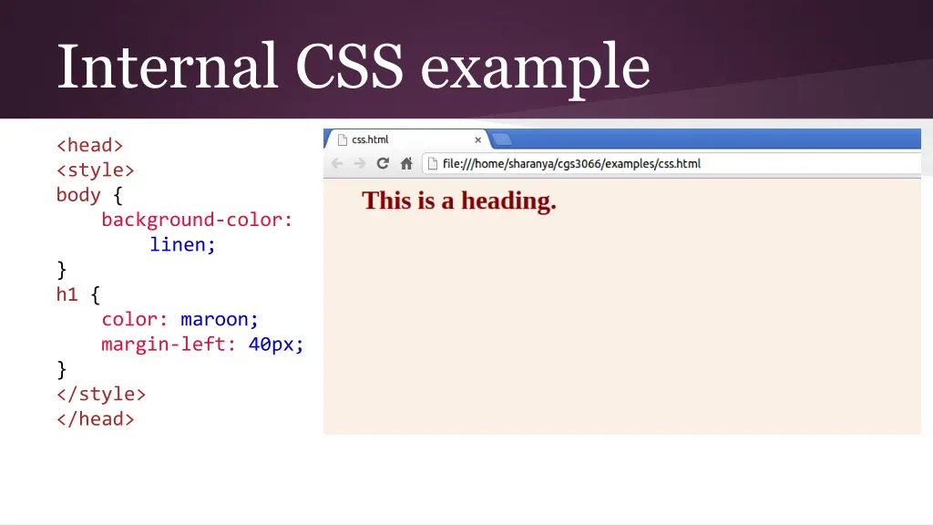 internal css example