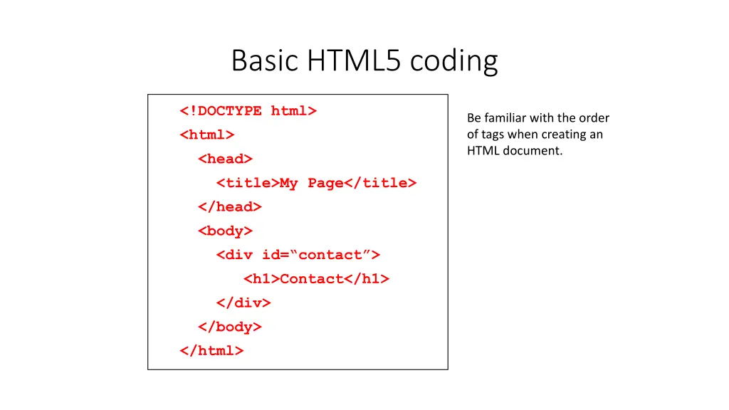 basic html5 coding