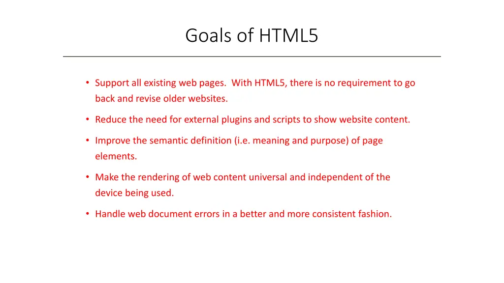 goals of html5