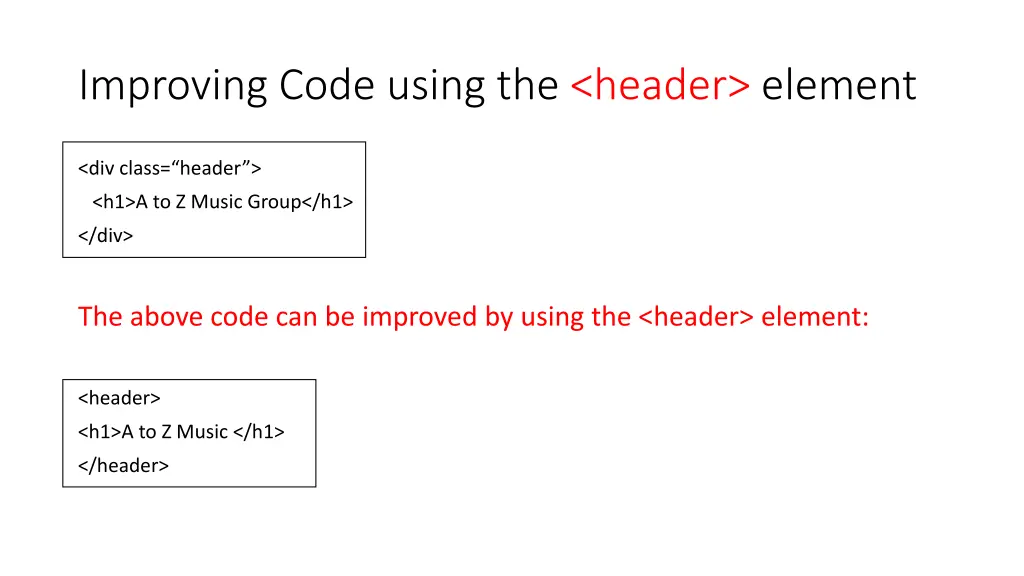 improving code using the header element