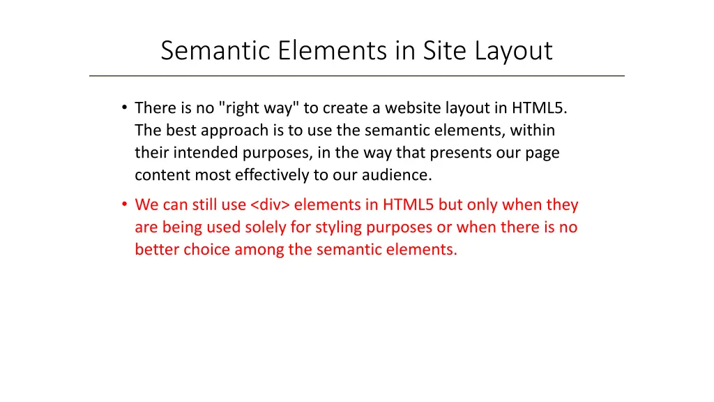 semantic elements in site layout