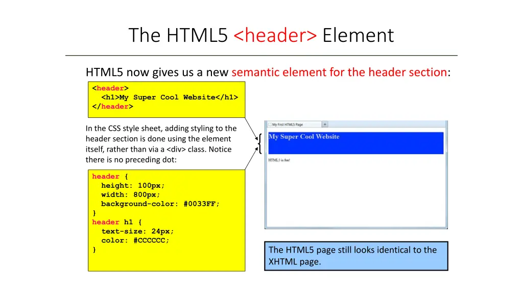 the html5 header element