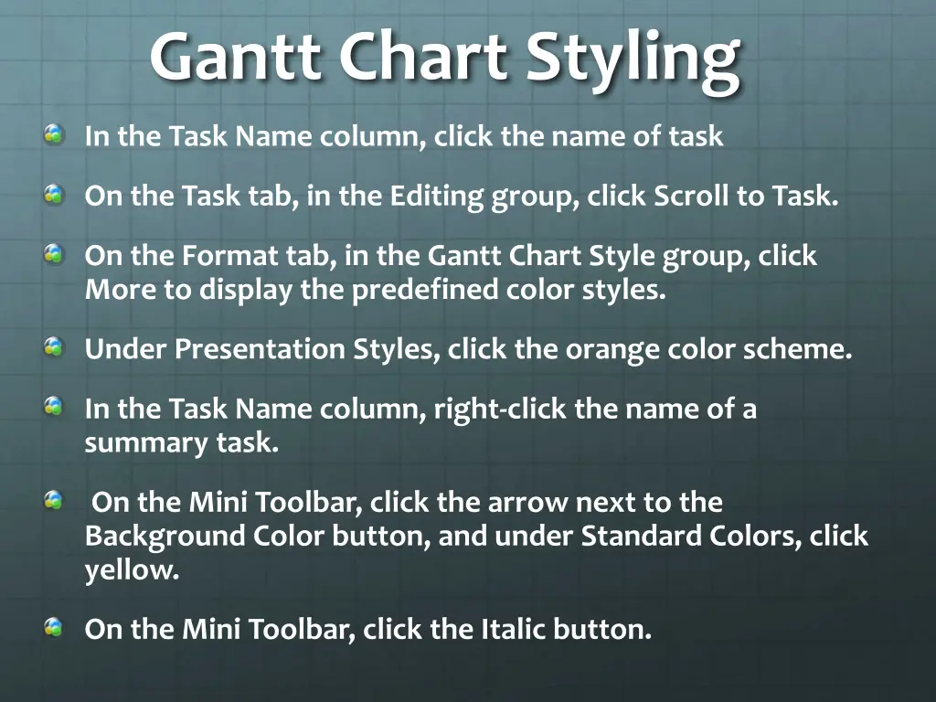 gantt chart styling