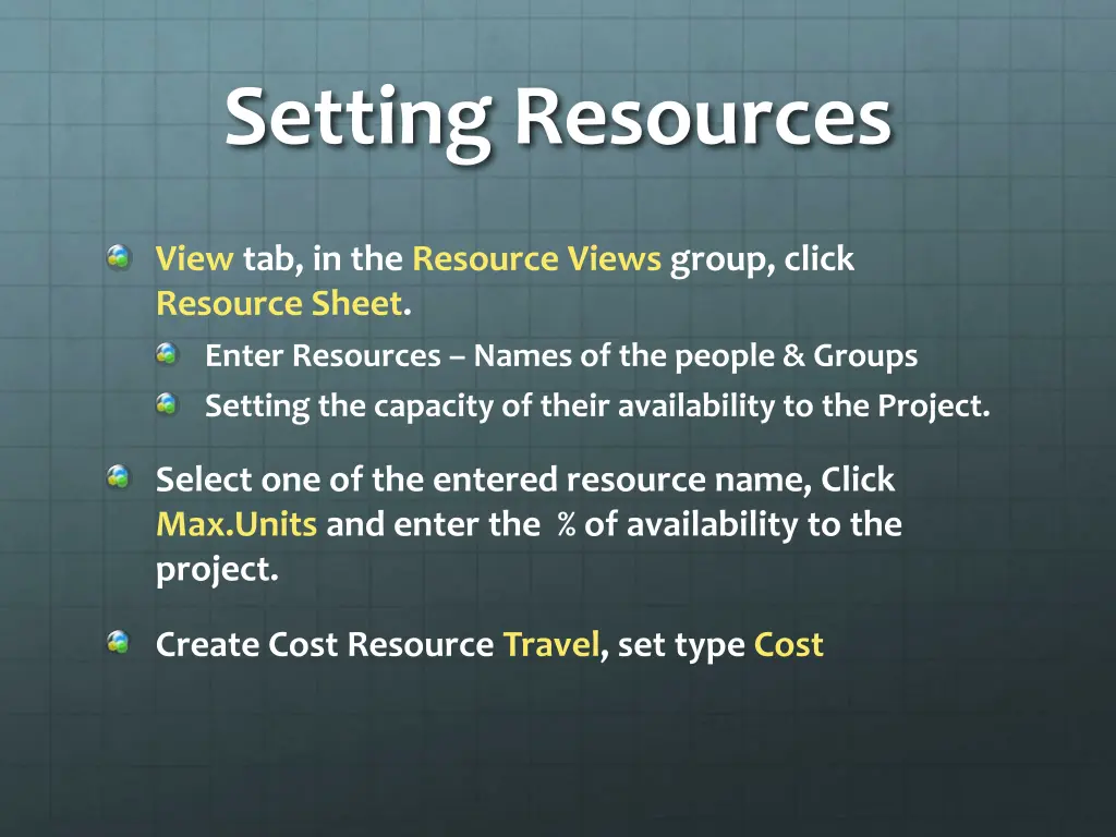 setting resources