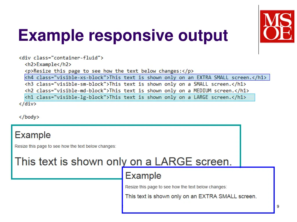 example responsive output