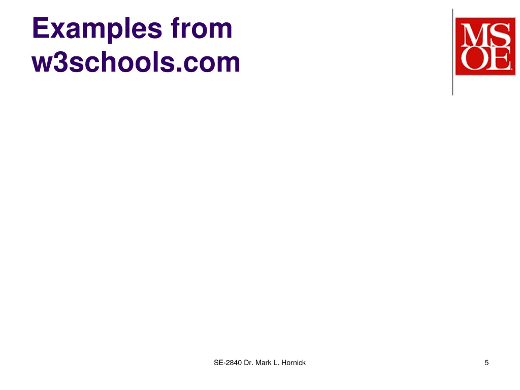 examples from w3schools com