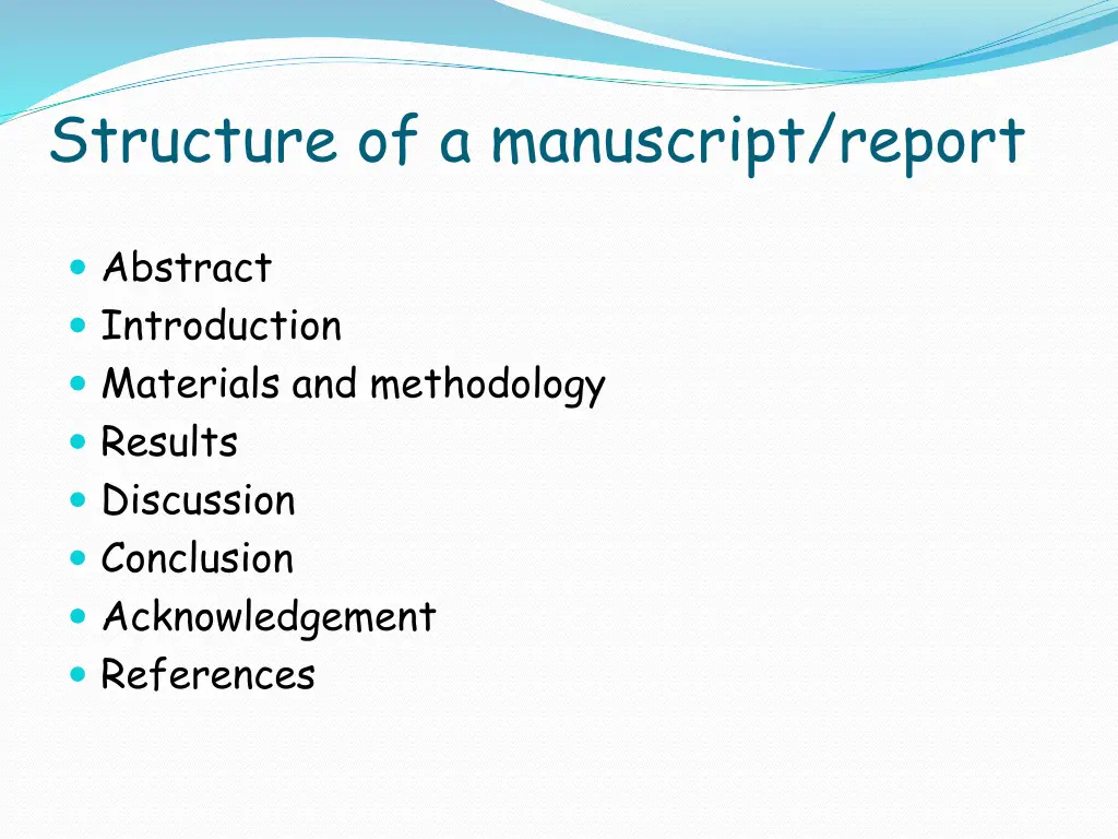 structure of a manuscript report