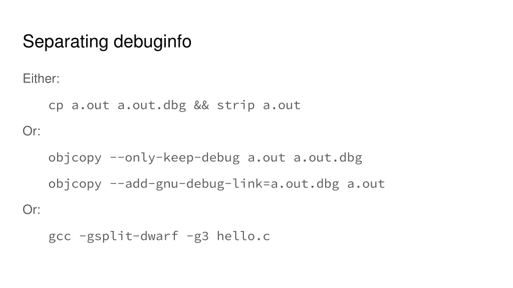 separating debuginfo