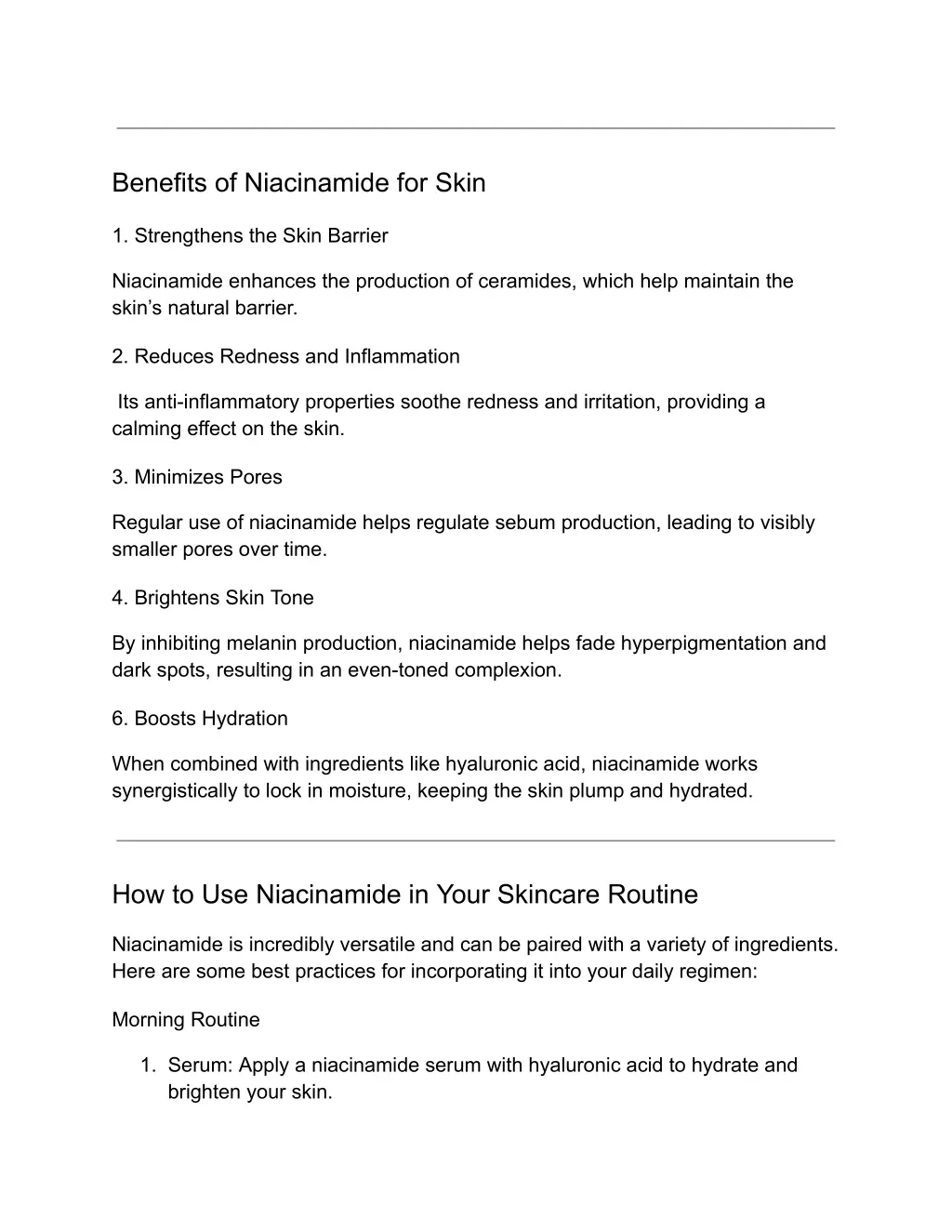 benefits of niacinamide for skin